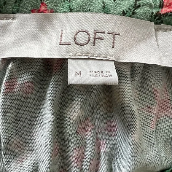 LOFT Green Blouse with Mandarin Collar and Long Sleeves - Picture 2 of 6